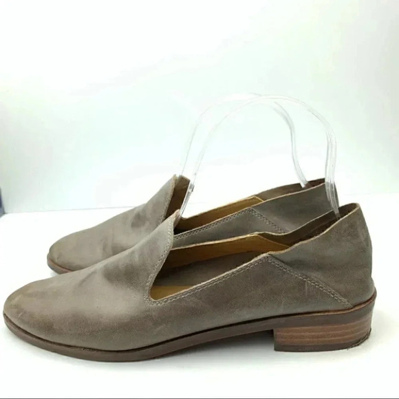 Lucky Brand Flats 7.5 38 Cahill open gray Leather - Picture 5 of 13